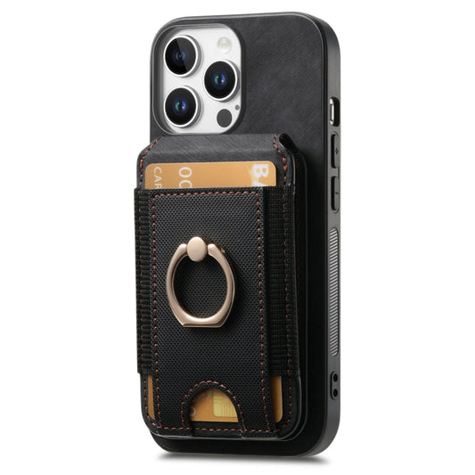 For iPhone 16 Pro Retro Splitable Magnetic Stand Card Bag Leather Phone Case(Black) by buy2fix
