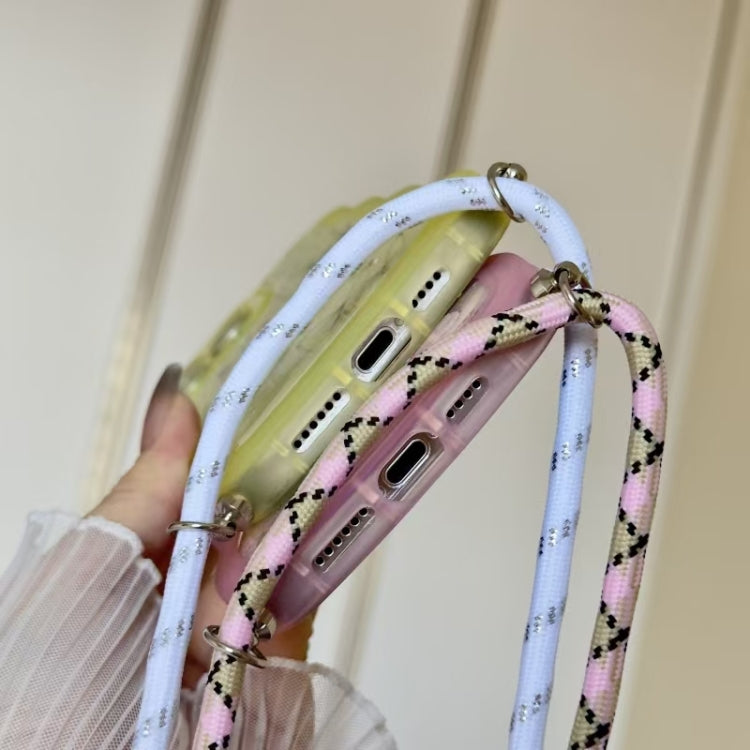 For iPhone 16 Crossbody Wave Edge Butterfly TPU Phone Case(White) by buy2fix