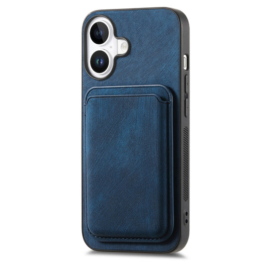 For iPhone 16 Retro Leather Card Bag Magnetic Phone Case(Blue) by buy2fix