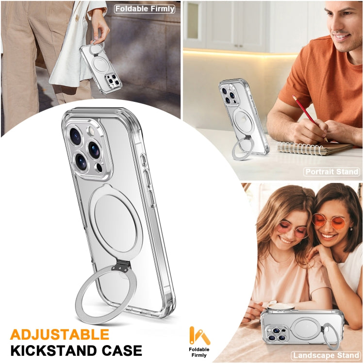 For iPhone 16 Pro Skin Feel MagSafe Holder 360 Full Body Phone Case(Transparent) by buy2fix