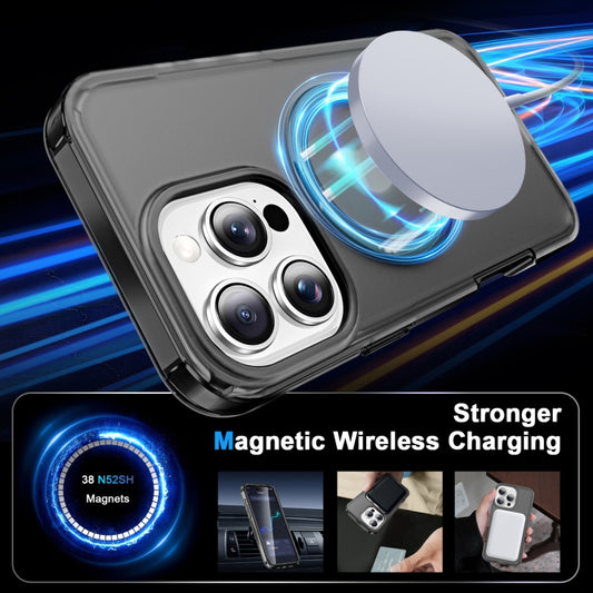 For iPhone 16 Pro Max Frosted Skin Feel MagSafe Holder 360 Full Body Phone Case(Black) by buy2fix
