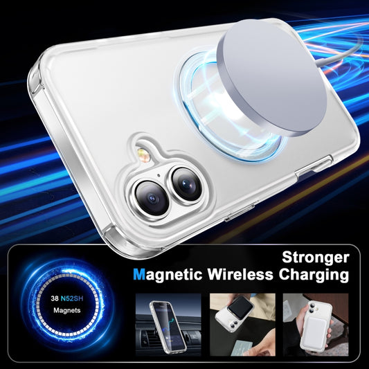 For iPhone 16 Plus Frosted Skin Feel MagSafe Holder 360 Full Body Phone Case(Transparent) by buy2fix