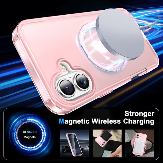 For iPhone 16 Frosted Skin Feel MagSafe Holder 360 Full Body Phone Case(Pink) by buy2fix