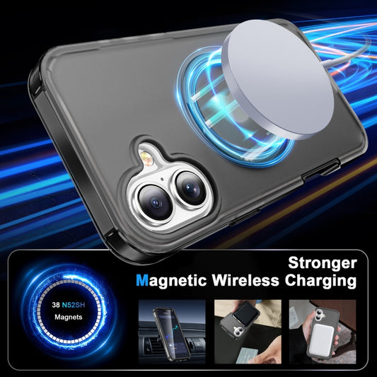 For iPhone 16 Frosted Skin Feel MagSafe Holder 360 Full Body Phone Case(Black) by buy2fix