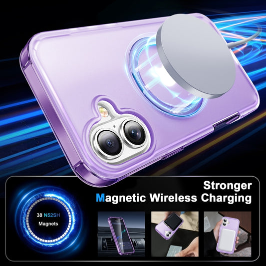 For iPhone 16 Frosted Skin Feel MagSafe Holder 360 Full Body Phone Case(Purple) by buy2fix