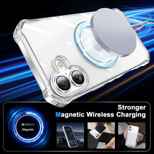 For iPhone 16 Plus Clear Wave MagSafe Holder Phone Case(Transparent) by buy2fix