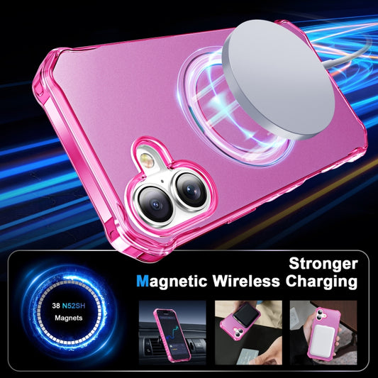 For iPhone 16 Plus Solid Color Wave MagSafe Holder Phone Case(Rose Red) by buy2fix