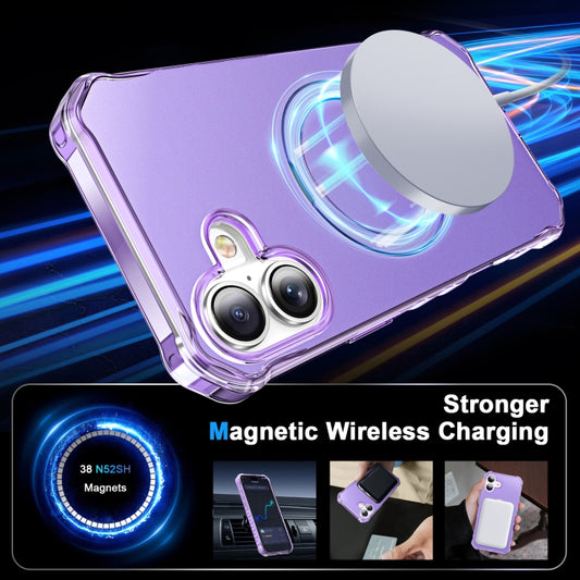 For iPhone 16 Plus Solid Color Wave MagSafe Holder Phone Case(Purple) by buy2fix