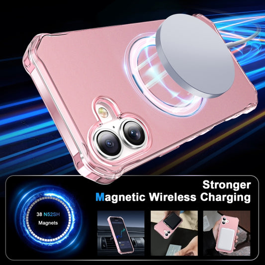 For iPhone 16 Solid Color Wave MagSafe Holder Phone Case(Pink) by buy2fix