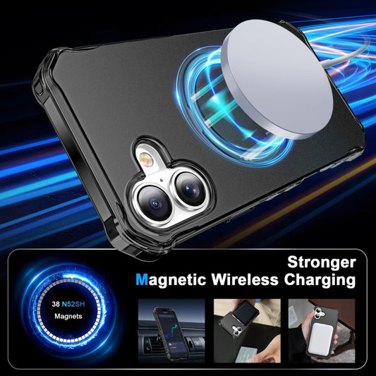 For iPhone 16 Solid Color Wave MagSafe Holder Phone Case(Black) by buy2fix