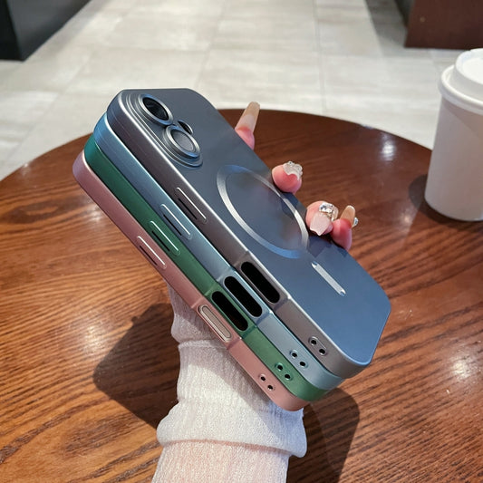 For iPhone 16 Metallic Paint Magsafe Liquid TPU Phone Case(Gold) by buy2fix