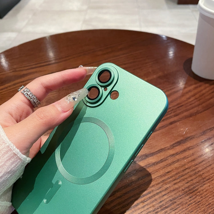 For iPhone 16 Metallic Paint Magsafe Liquid TPU Phone Case(Green) by buy2fix