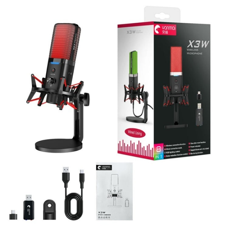 Yanmai X3W Wireless / Wired Dual Mode RGB Gaming Noise Reduction Microphone by Yanmai
