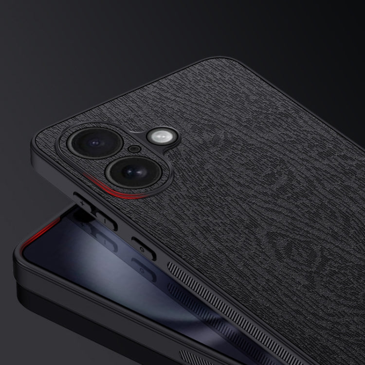 For iPhone 16 Plus Tree Bark Leather Shockproof Phone Case(Blue) by buy2fix