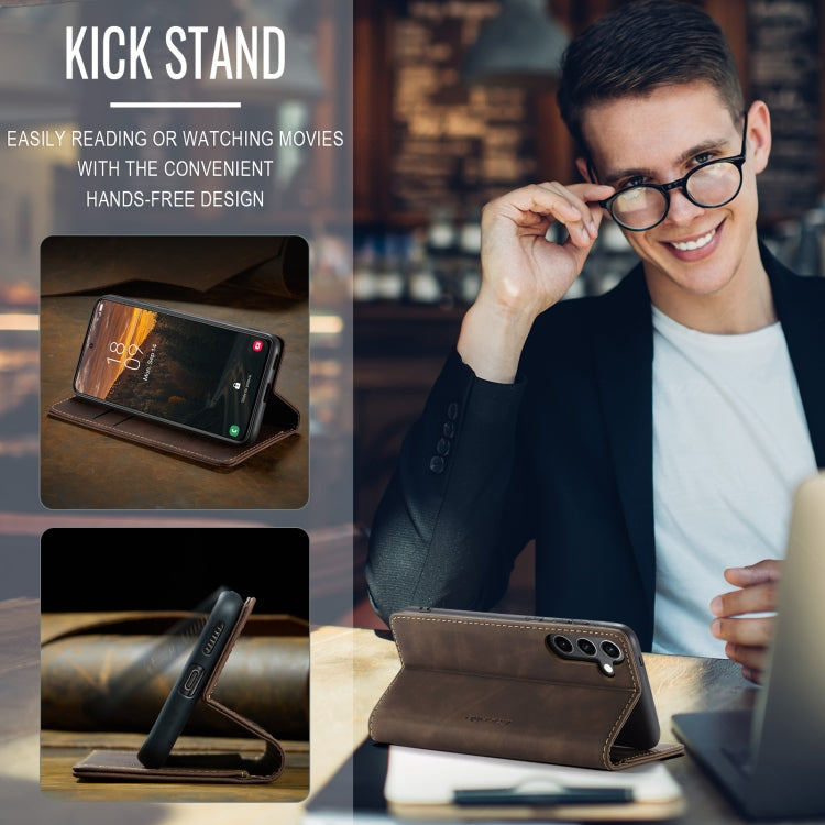 For Samsung Galaxy S24 FE 5G CaseMe 013 Multifunctional Horizontal Flip Leather Phone Case(Coffee) by CaseMe