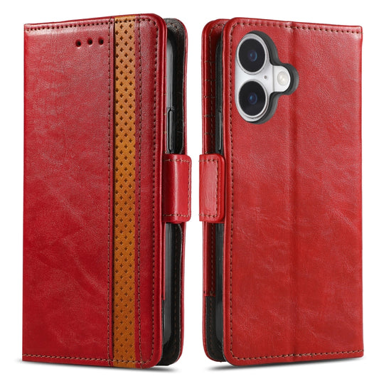 For iPhone 16 Plus CaseNeo Splicing Dual Magnetic Buckle Leather Phone Case(Red) by buy2fix