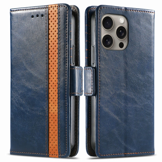 For iPhone 16 Pro Max CaseNeo Splicing Dual Magnetic Buckle Leather Phone Case(Blue) by buy2fix