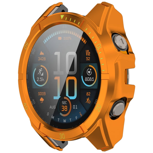 For Garmin Fenix 8 AMOLED 51mm Tempered Glass Film Integrated PC Watch Case(Orange Green) - Watch Cases by buy2fix | Online Shopping UK | buy2fix