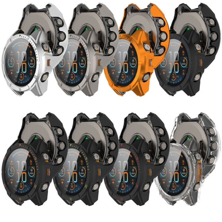 For Garmin Fenix 8 AMOLED 51mm Tempered Glass Film Integrated PC Watch Case(Black Orange) - Watch Cases by buy2fix | Online Shopping UK | buy2fix