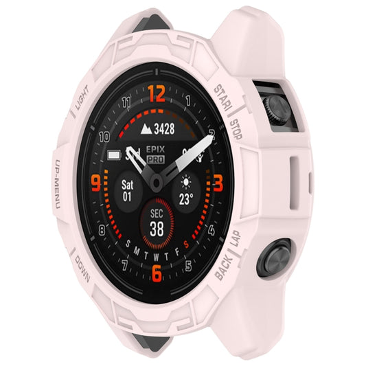 For Garmin Fenix E 47mm Armor Hollow TPU Half Coverage Watch Protective Case(Light Pink) by buy2fix