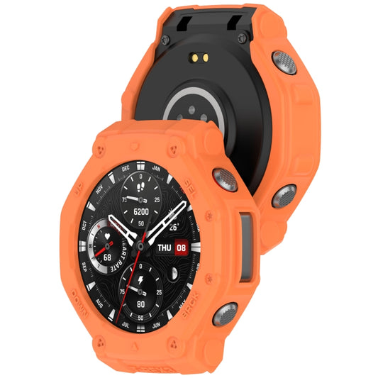 For Amazfit T-Rex3 Armor Hollow TPU Half Coverage Watch Case(Orange) by buy2fix