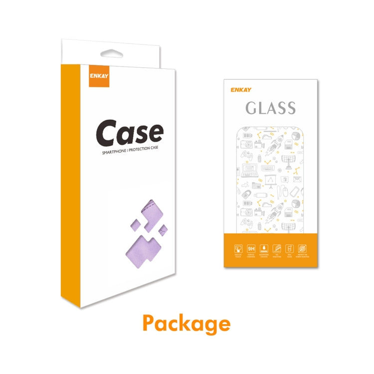 For Samsung Galaxy S25+ / S24+ 5G ENKAY Embossed Rhombus Starry Leather Phone Case with Screen Film(Brown) by ENKAY