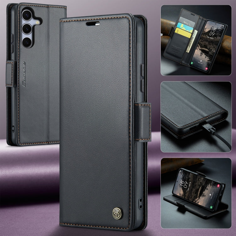 For Samsung Galaxy S25+ 5G CaseMe 023 Butterfly Buckle Litchi Texture RFID Anti-theft Leather Phone Case(Black) by CaseMe