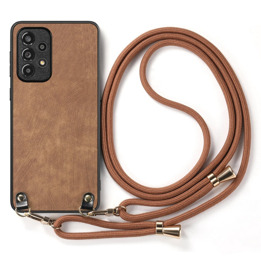 For Samsung Galaxy S25+ 5G Vintage Leather PC Back Cover Phone Case with Crossbody Strap(Brown) by buy2fix
