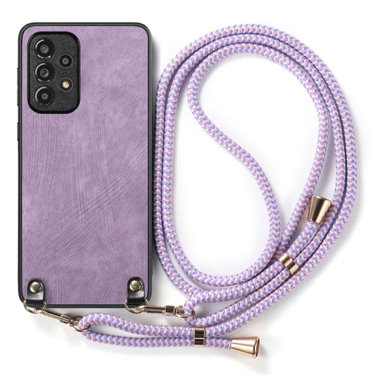 For Samsung Galaxy S25 Ultra 5G Vintage Leather PC Back Cover Phone Case with Crossbody Strap(Purple) by buy2fix