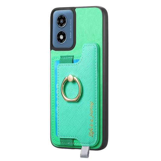 For Motorola Moto G Play 2024 4G Retro Magsafe Cross Leather Ring Holder Card Bag Phone Case(Green) by buy2fix