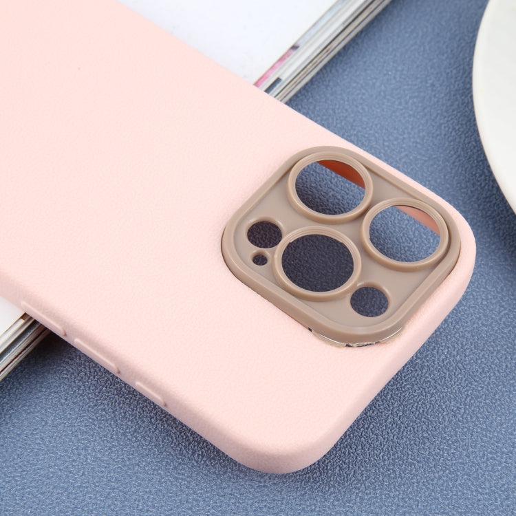 For iPhone 16 Pro Plain Imitation Leather Back Cover Phone Case(Pink) by buy2fix