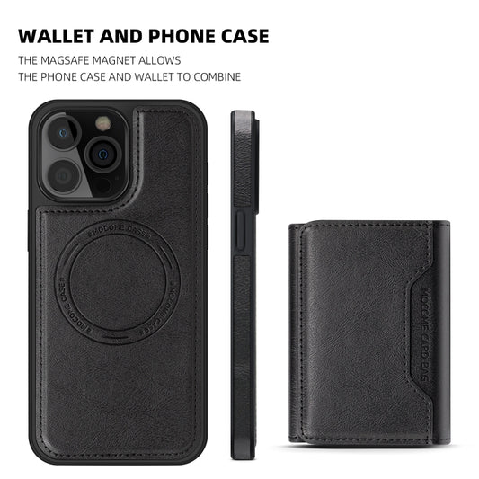 For iPhone 14 Pro Shield Multi-functional MagSafe Card Bag Phone Case(Black) - iPhone 14 Pro Cases by buy2fix | Online Shopping UK | buy2fix