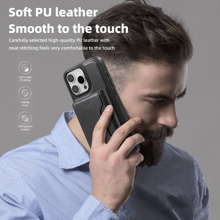 For iPhone 15 Shield Multi-functional MagSafe Card Bag Phone Case(Black) - iPhone 15 Cases by buy2fix | Online Shopping UK | buy2fix