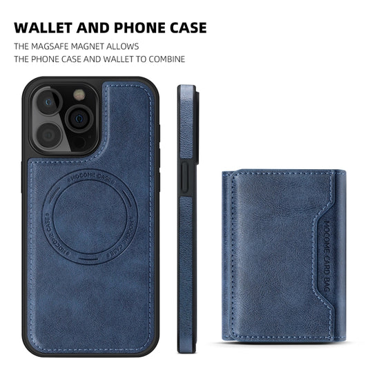 For iPhone 15 Shield Multi-functional MagSafe Card Bag Phone Case(Blue) - iPhone 15 Cases by buy2fix | Online Shopping UK | buy2fix