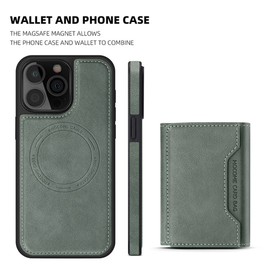 For iPhone 15 Pro Shield Multi-functional MagSafe Card Bag Phone Case(Green) - iPhone 15 Pro Cases by buy2fix | Online Shopping UK | buy2fix
