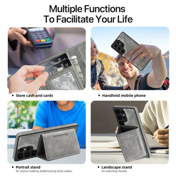 For Samsung Galaxy S25+ 5G Shield Multi-functional MagSafe Card Bag Phone Case(Grey) by buy2fix