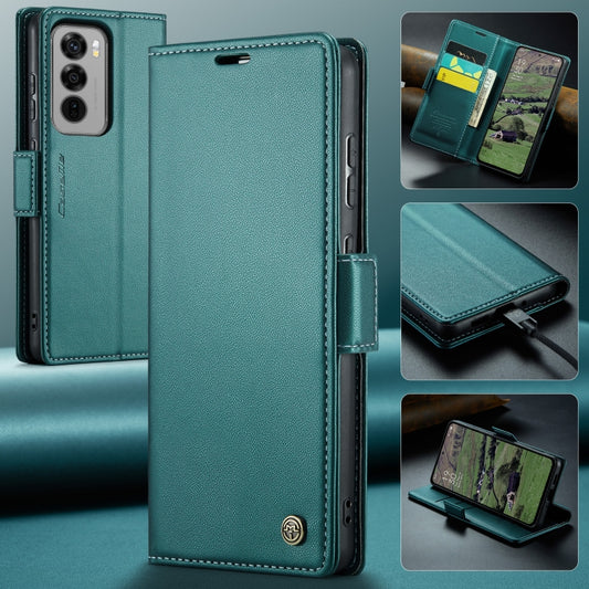 For OPPO Reno12 5G Global CaseMe 023 Butterfly Buckle Litchi Texture RFID Anti-theft Leather Phone Case(Green) by CaseMe