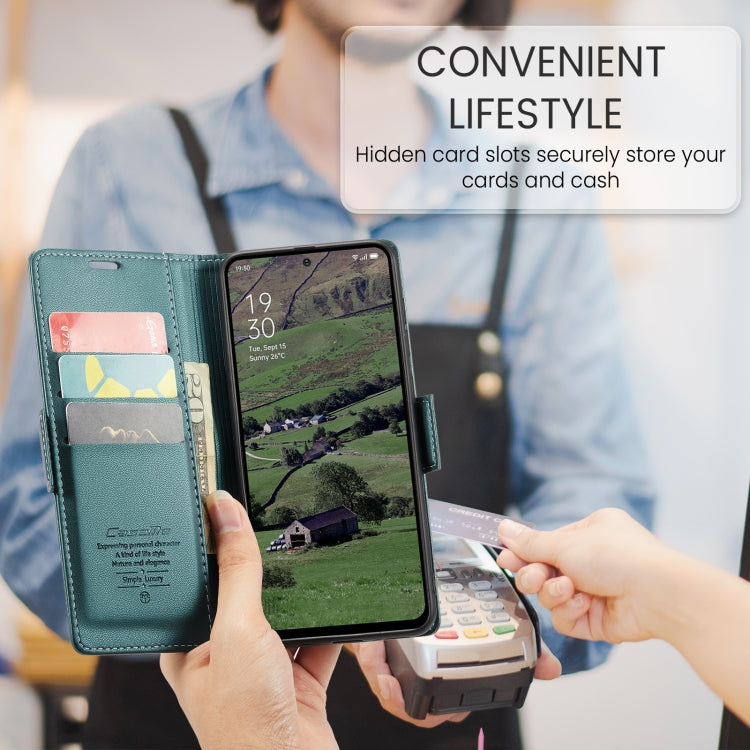 For OPPO Reno12 5G Global CaseMe 023 Butterfly Buckle Litchi Texture RFID Anti-theft Leather Phone Case(Green) by CaseMe