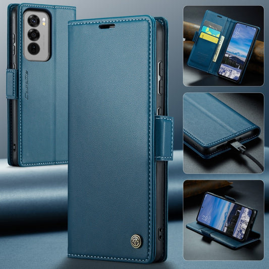 For OPPO Reno12 5G Global CaseMe 023 Butterfly Buckle Litchi Texture RFID Anti-theft Leather Phone Case(Blue) by CaseMe