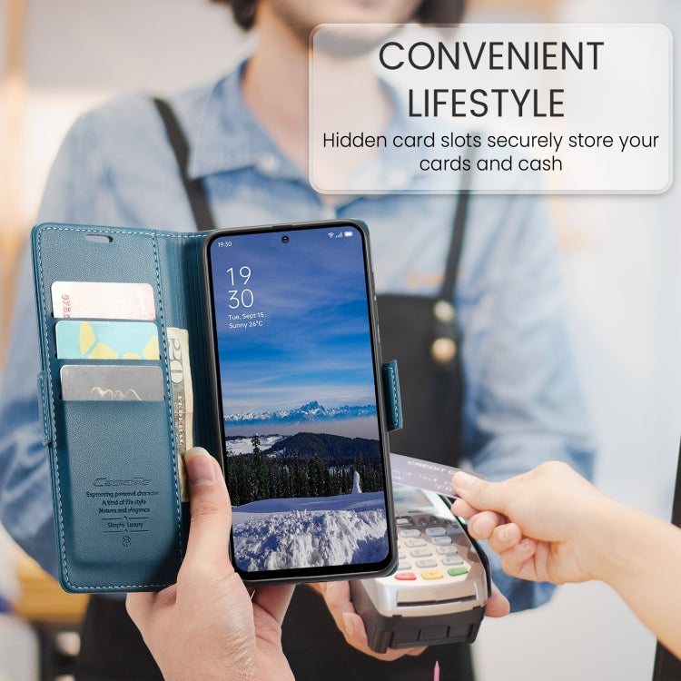 For OPPO Reno12 5G Global CaseMe 023 Butterfly Buckle Litchi Texture RFID Anti-theft Leather Phone Case(Blue) by CaseMe