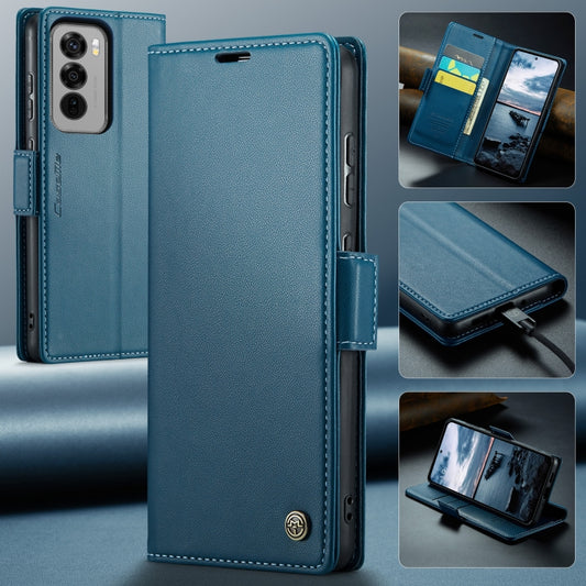 For OPPO Reno12 Pro 5G Global CaseMe 023 Butterfly Buckle Litchi Texture RFID Anti-theft Leather Phone Case(Blue) by CaseMe