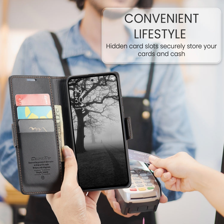 For OPPO Reno12 F /12 FS 5G CaseMe 023 Butterfly Buckle Litchi Texture RFID Anti-theft Leather Phone Case(Black) by CaseMe