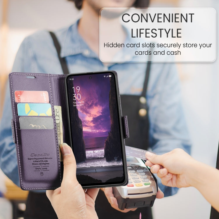 For OPPO Reno12 F /12 FS 5G CaseMe 023 Butterfly Buckle Litchi Texture RFID Anti-theft Leather Phone Case(Purple) by CaseMe