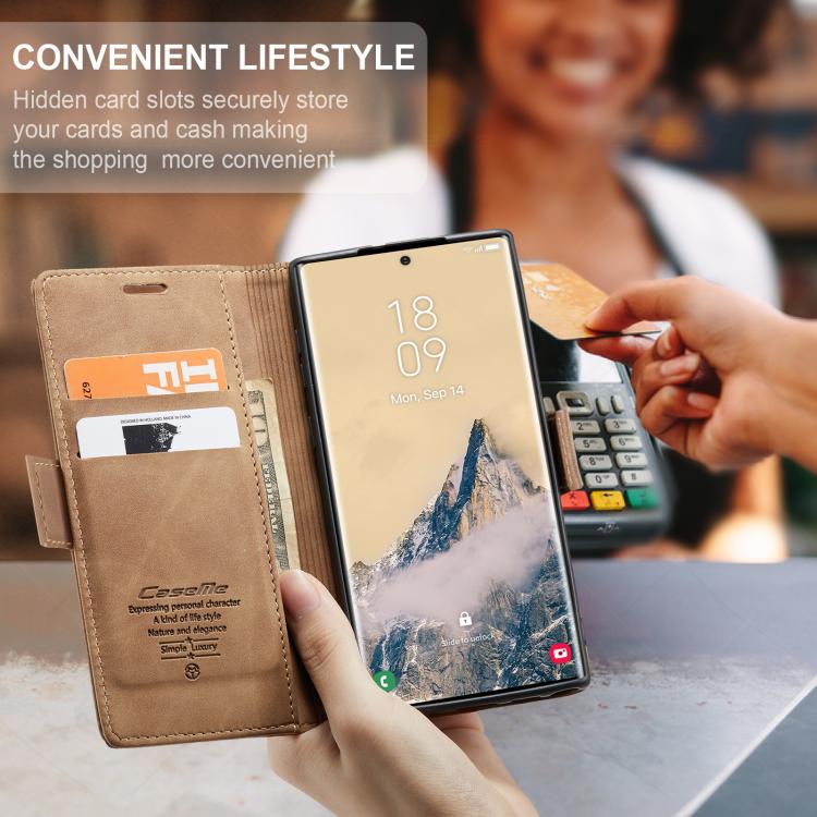 For Samsung Galaxy S25 Ultra 5G CaseMe 013 Multifunctional Horizontal Flip Leather Phone Case(Brown) by CaseMe