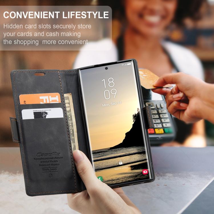 For Samsung Galaxy S25 Ultra 5G CaseMe 013 Multifunctional Horizontal Flip Leather Phone Case(Black) by CaseMe