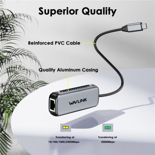 WAVLINK NWU340G 5Gbps Wired Network Converter USB-C to RJ45 Gigabit Ethernet Adapter by WAVLINK