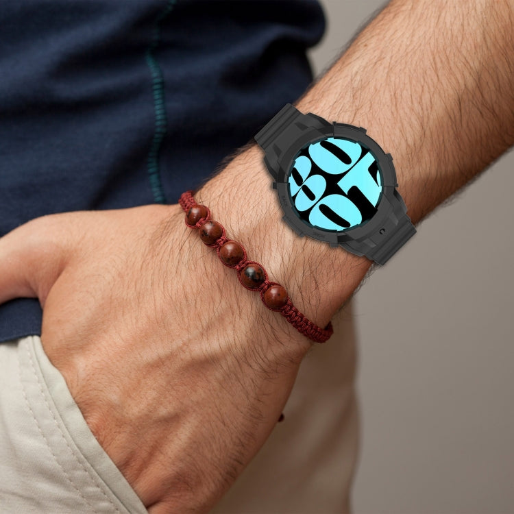 For Samsung Galaxy Watch 7 44mm Armor Silicone Watch Band with Watch Case Set(White) by buy2fix