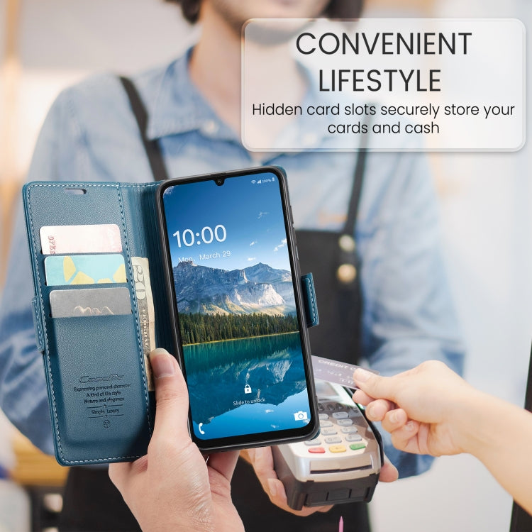For Samsung Galaxy A07 / A06 CaseMe 023 Butterfly Buckle Litchi Texture RFID Anti-theft Leather Phone Case(Blue) by CaseMe