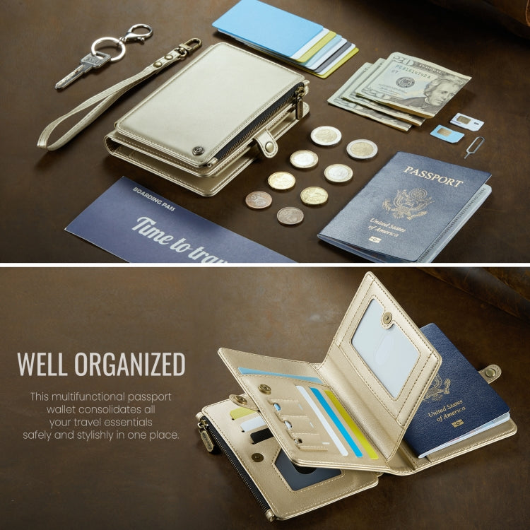 CaseMe-Me60 Multi-functional Anti-theft Swipe Passport Wallet(Gold) by CaseMe