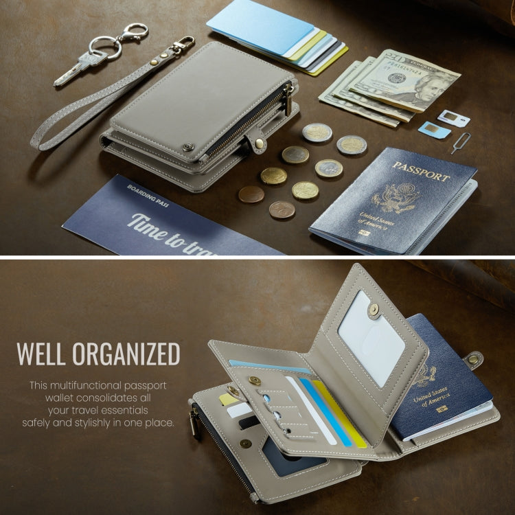 CaseMe-Me60 Multi-functional Anti-theft Swipe Passport Wallet(Grey) by CaseMe